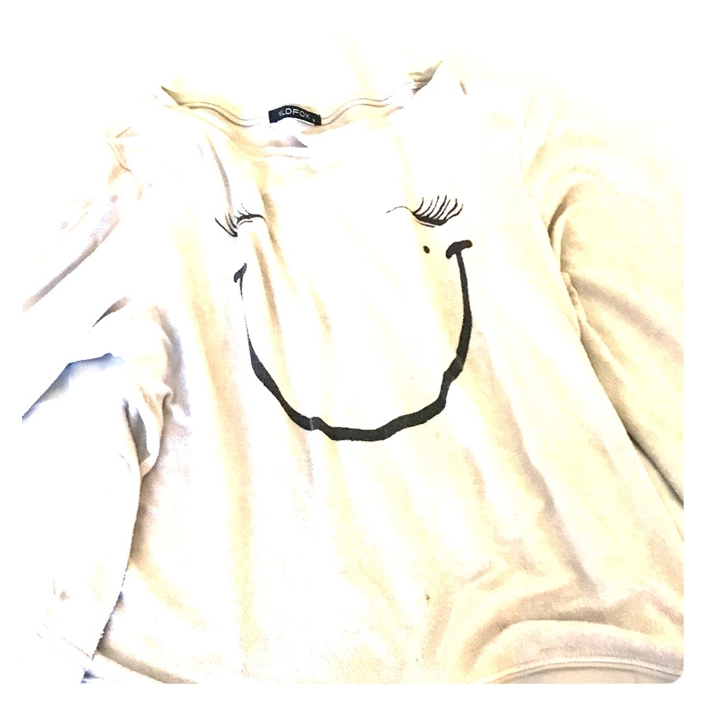 Wildfox oversized gray smiley face sweater