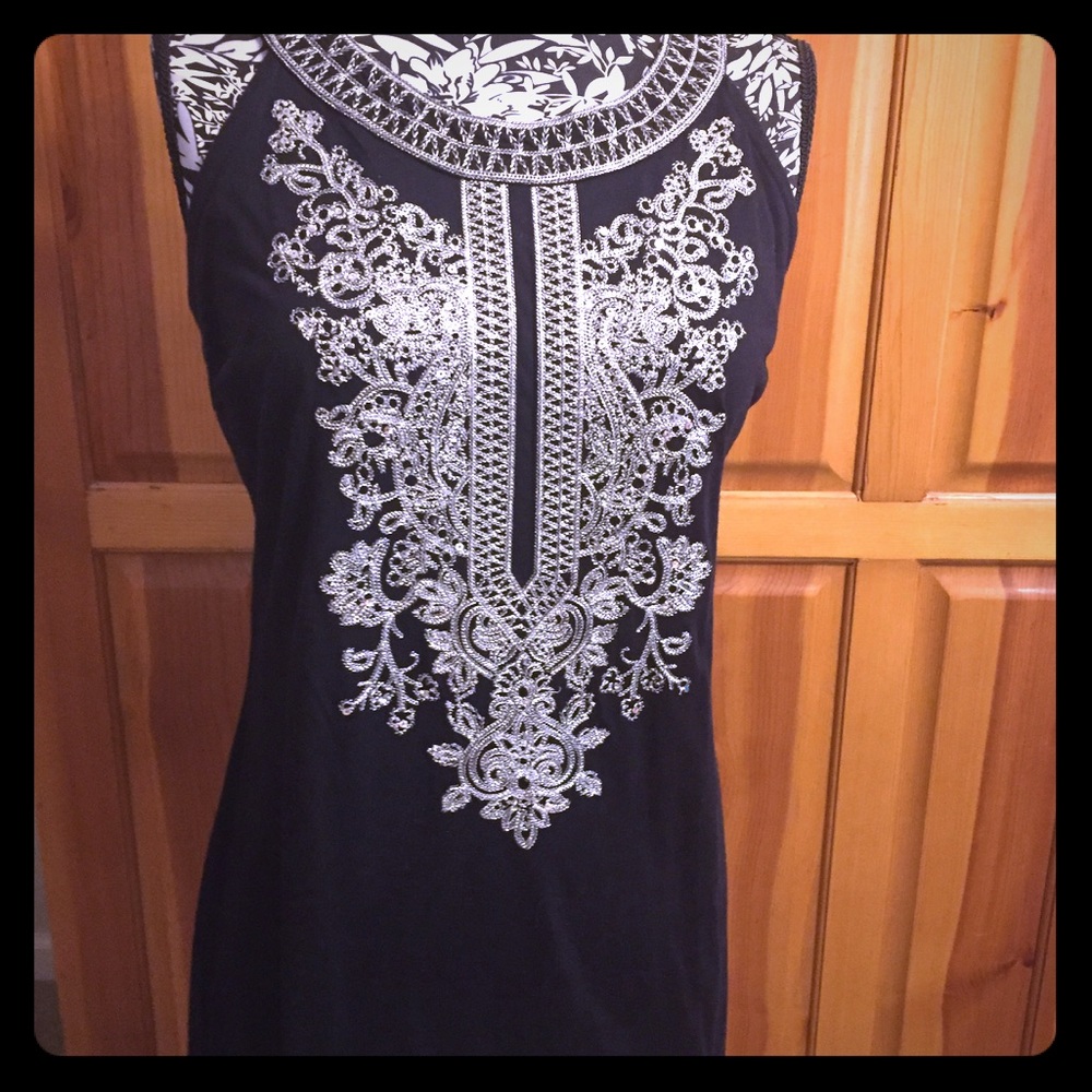 INC Black Dress sleeveless lined stretchy dress.