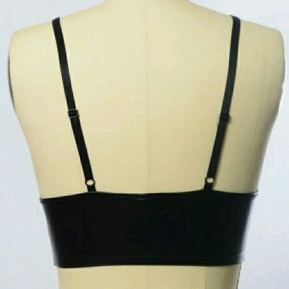 1 LEFT - Sexy Faux Leather Longline Bralette - Picture 6 of 7