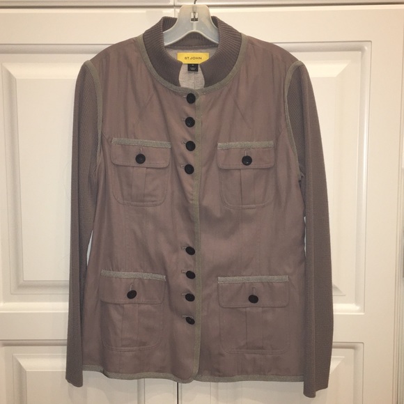 St John Button Down Jacket sz 10 Knit Sleeves - Picture 1 of 7