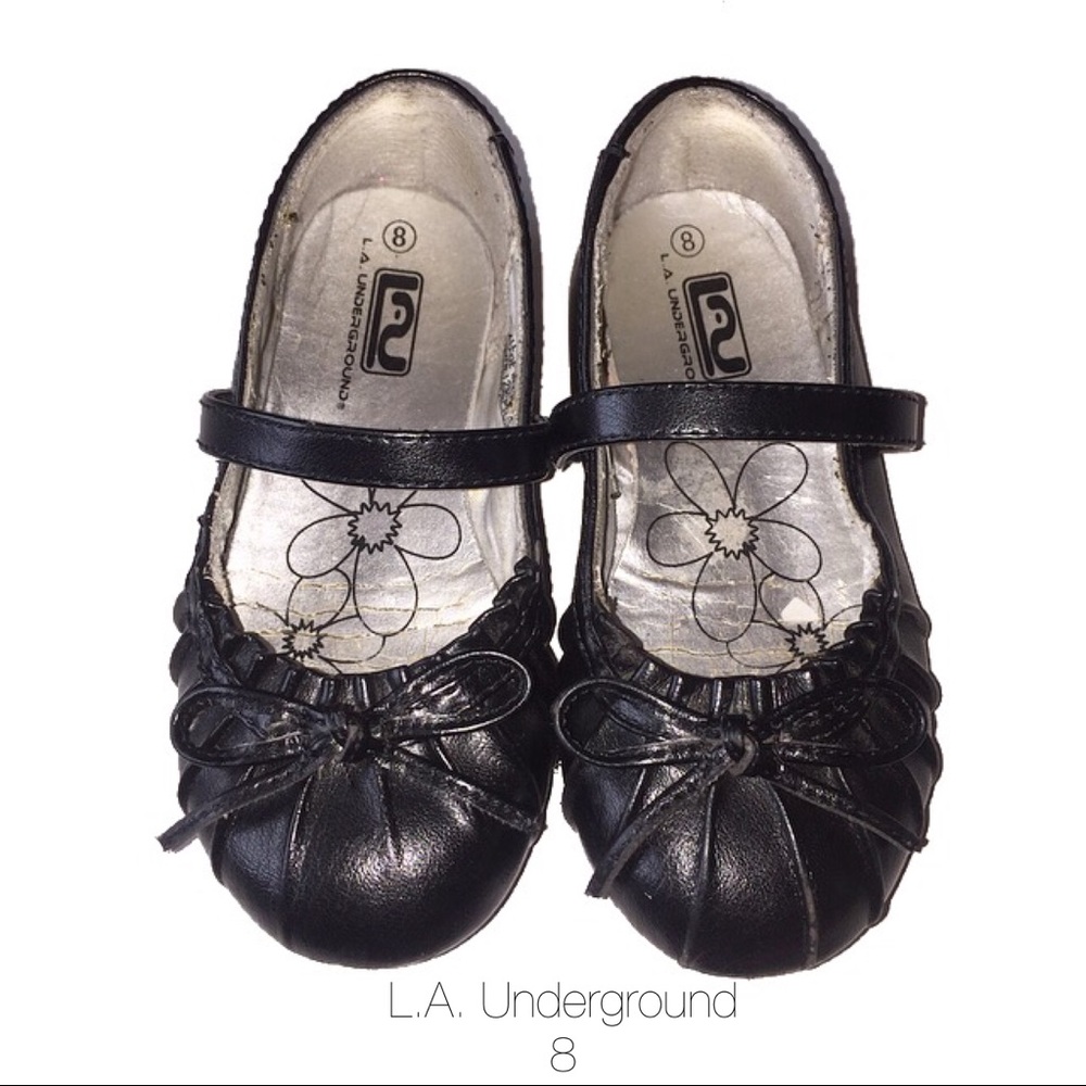 L.A. Underground Black Pleated Bow Dress Shoes 8