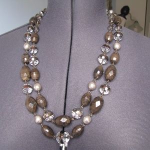 Talbots 2 Strands Smoky, Crystal  Beads Necklace