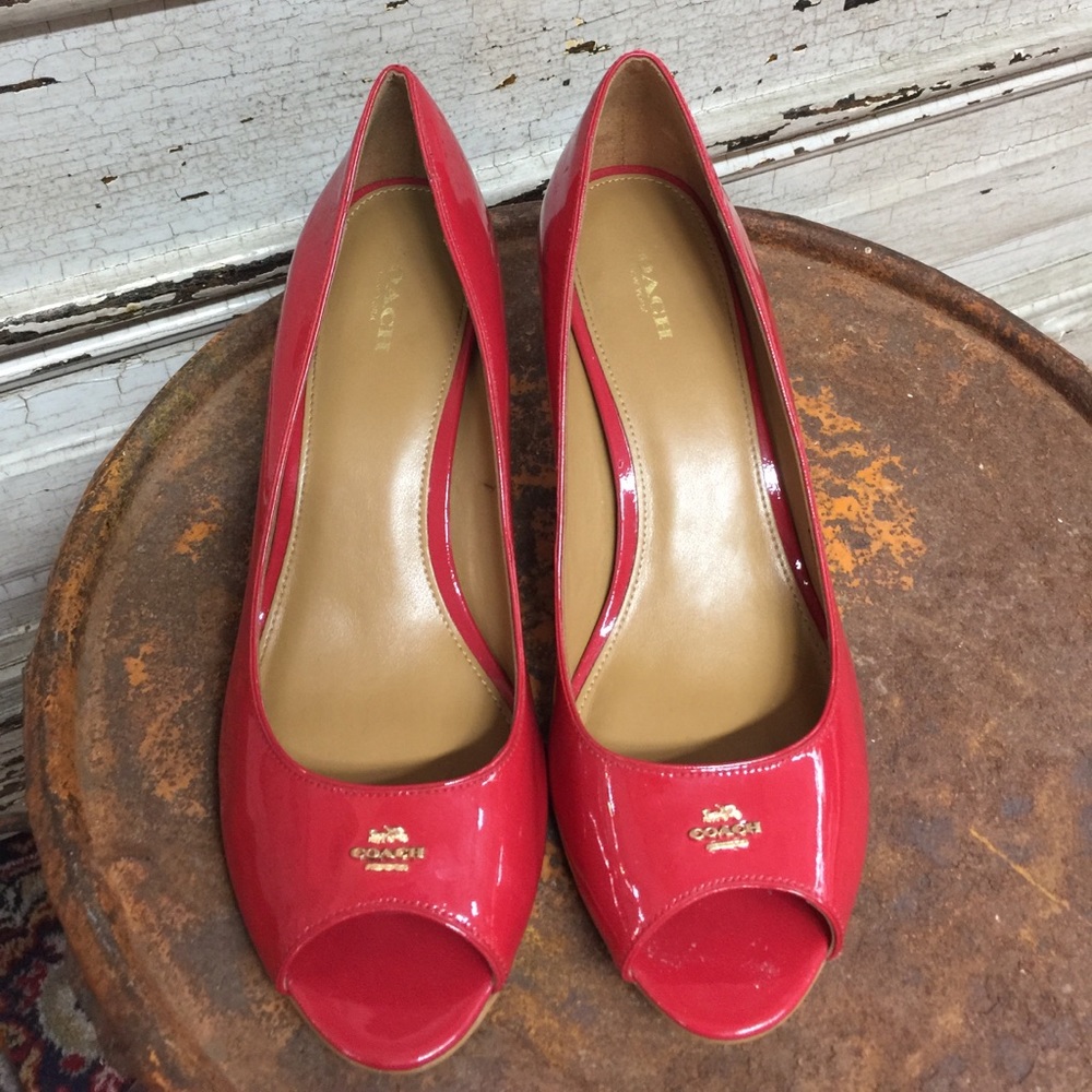 Red Coach Peep Toe pumps
