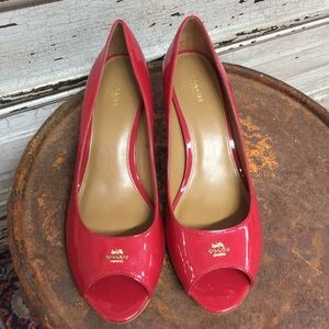 Red Coach Peep Toe pumps