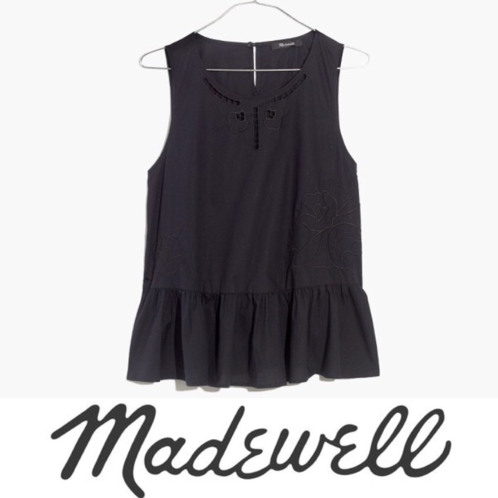 Madewell Embroidered peplum tank top