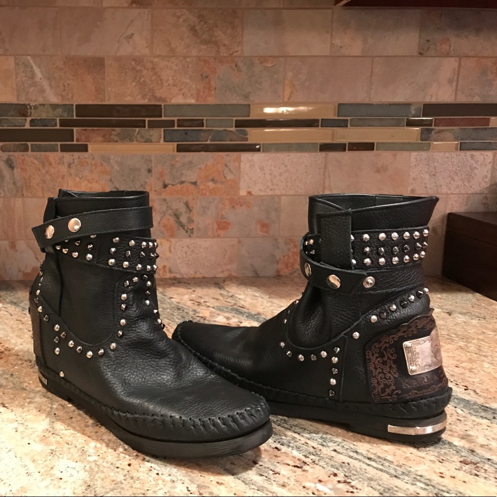 Black Leather Bootie by Karma Of Charme