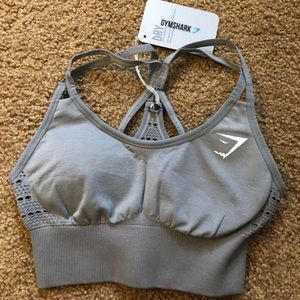 GYMSHARK grey seamless cross-back sports bra