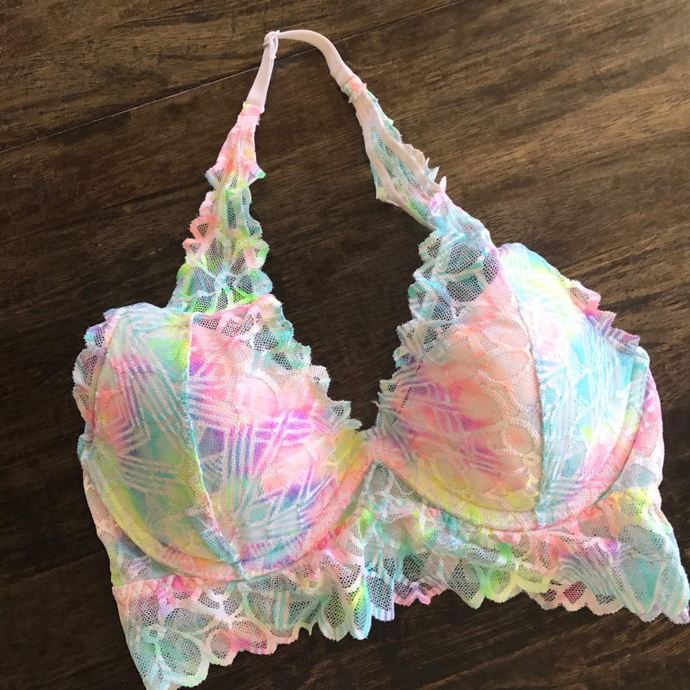 Like New VS a Pink Neon Rainbow Bralette