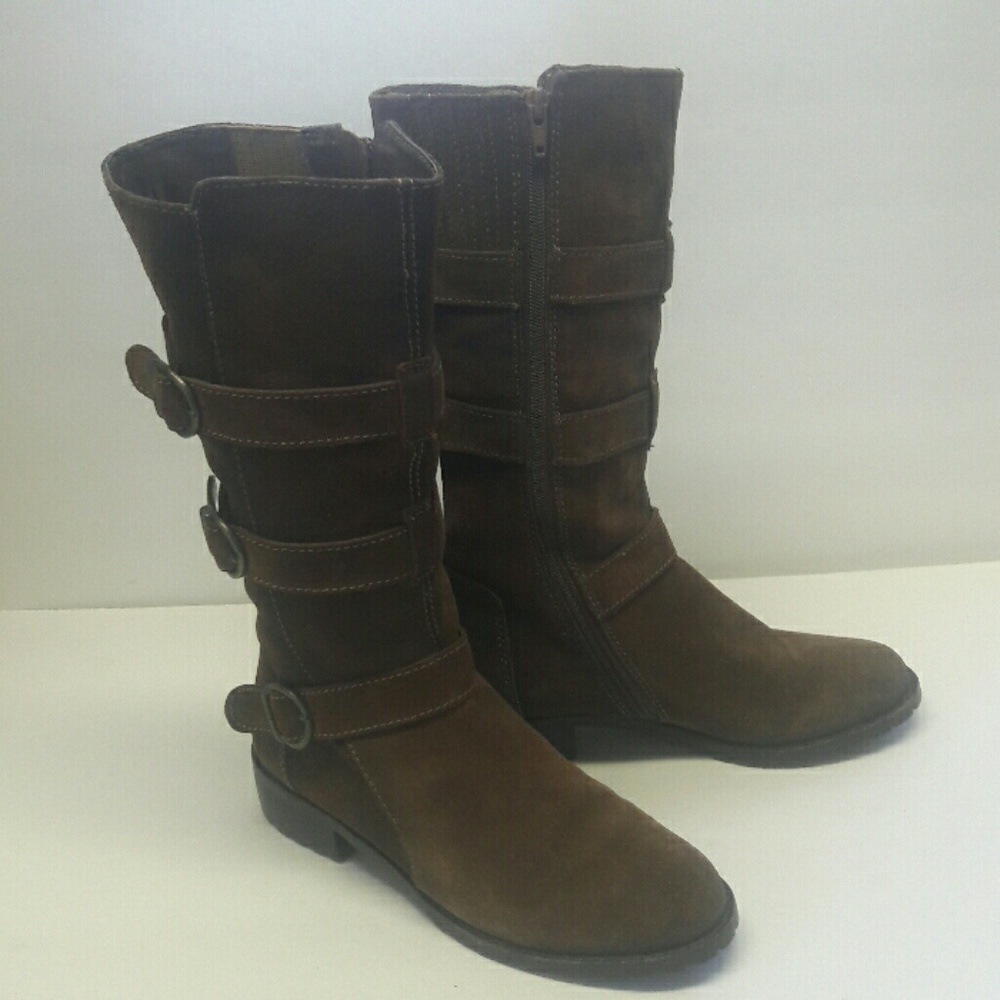 Coconuts Brown Suede Combat Style Buckle Boots 7.5