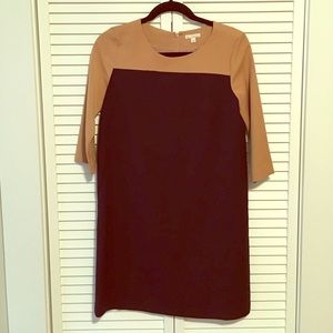 Navy blue and chestnut dress