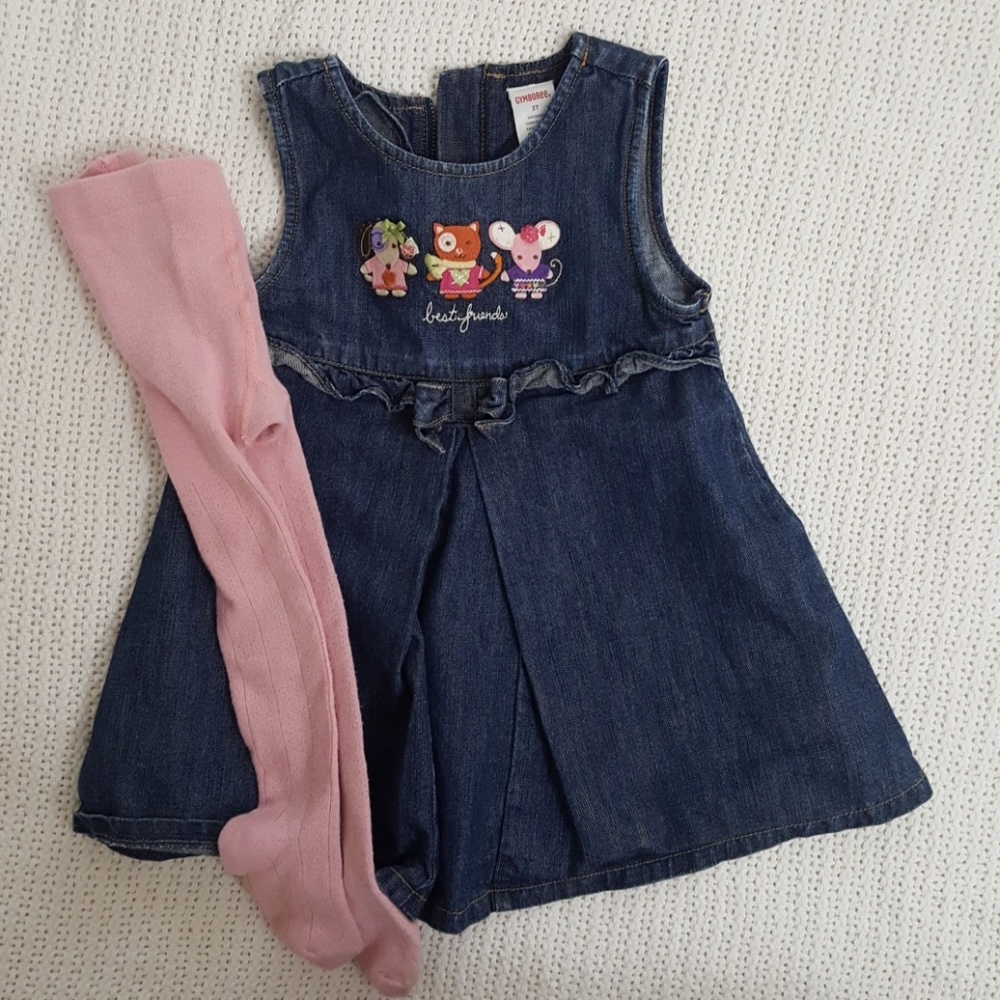 Gymboree jean jumper & tights