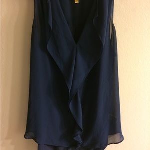 Navy Chiffon Tank