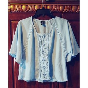 Light Blue Shirt w/ Lace Detailing