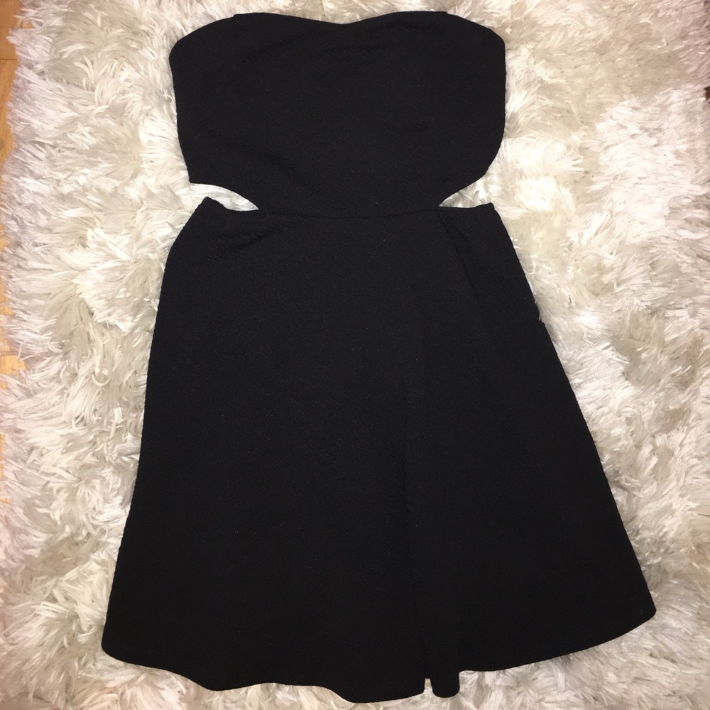 Black strapless cutout dress!