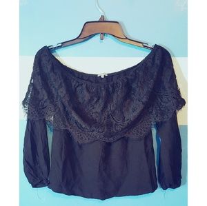 Black Off The Shoulder Shirt Charlotte Russe