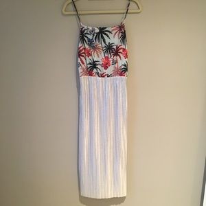Zara Tropical / Metallic Midi Dress