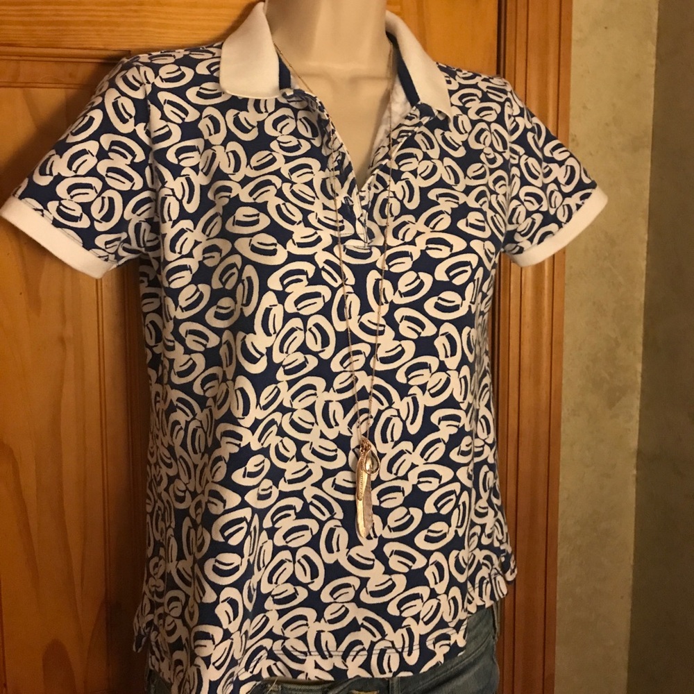 Blue and White Pique Polo 👕🌸