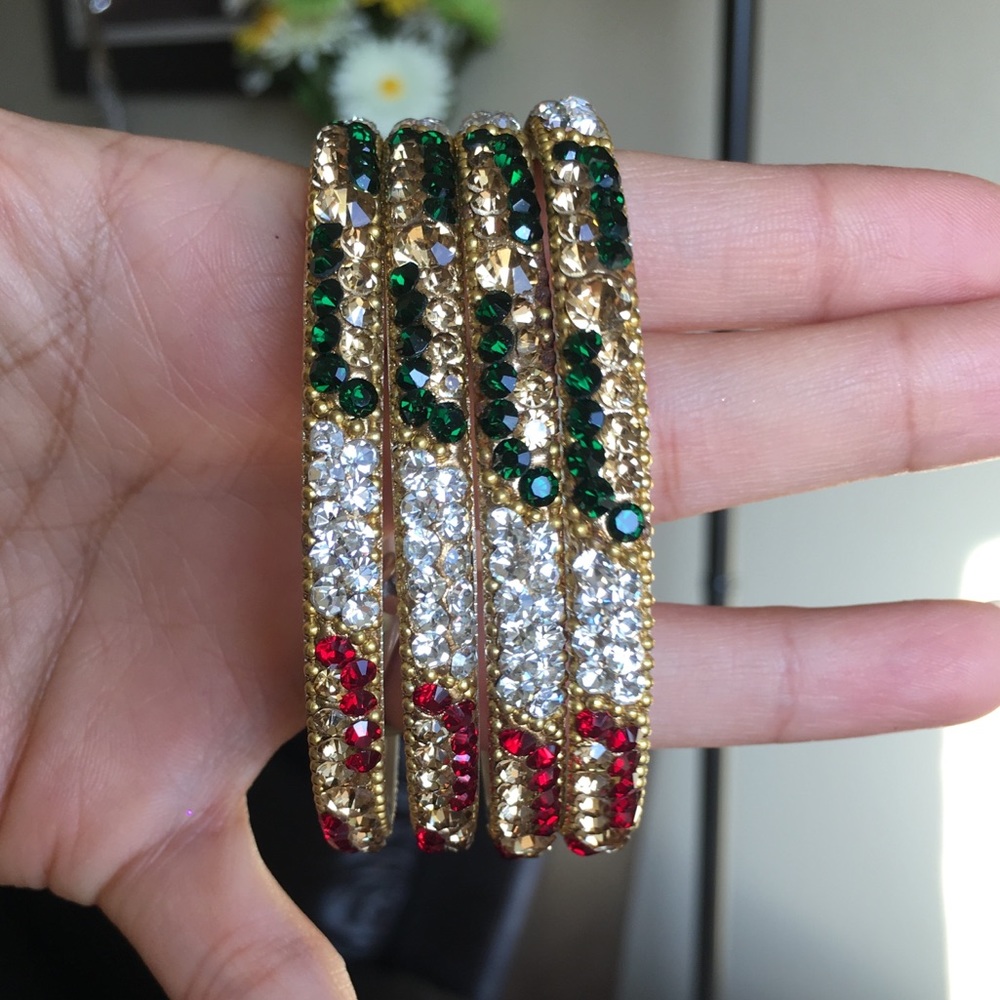 Bling bangles gold tone set of 4 bracelet