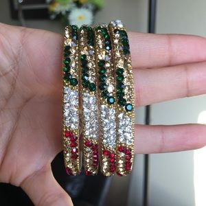 Bling bangles gold tone set of 4 bracelet