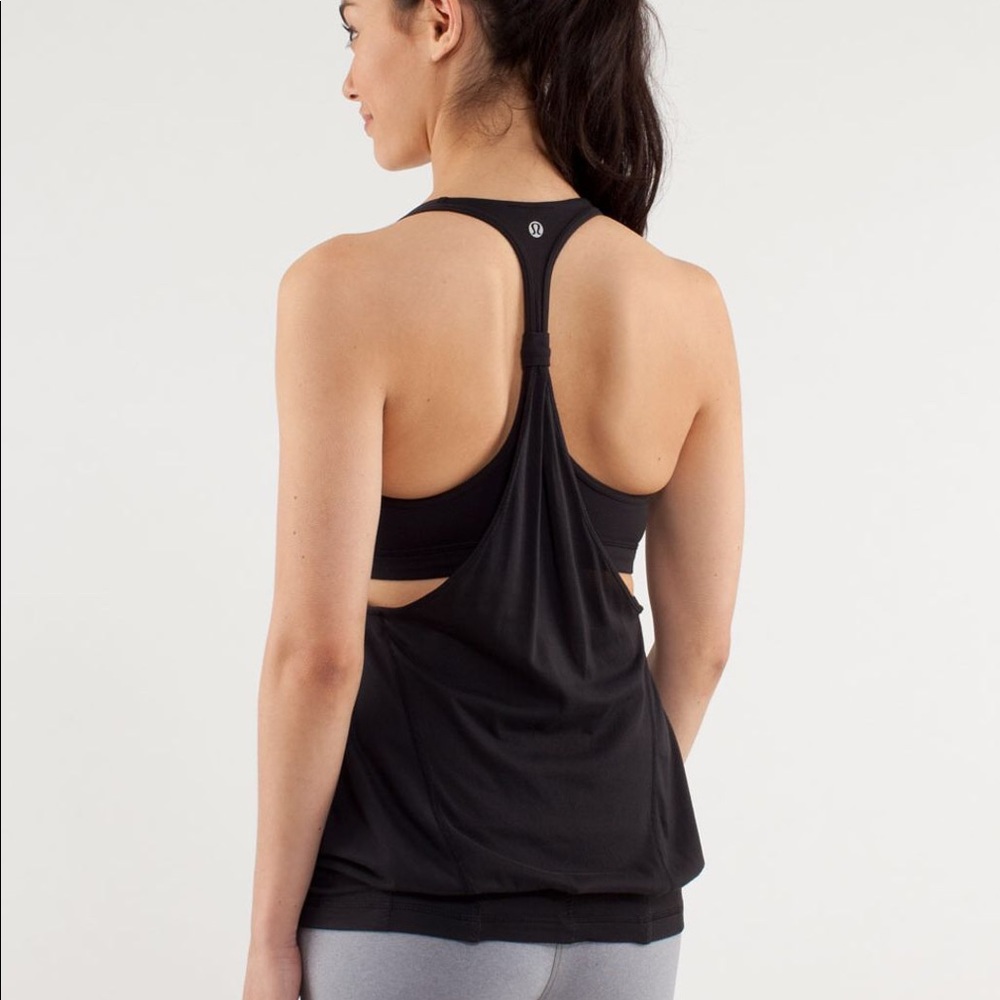 Black lululemon practice freely tank