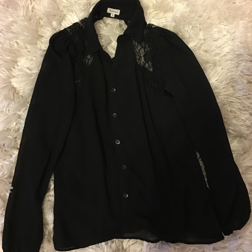 Black button down with open back shirt!