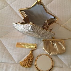 Judith Leiber Silver Swarovski Crystal star clutch