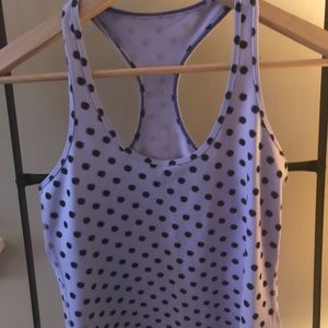 Lululemon lilac and black polka dot racer top S
