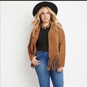 Forever 21 plus Leather fringe jacket