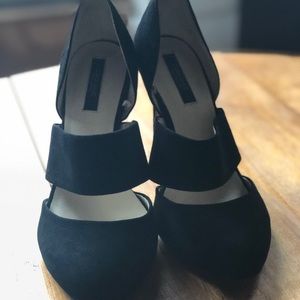 Zara Basic Black Suede Heels 6.5
