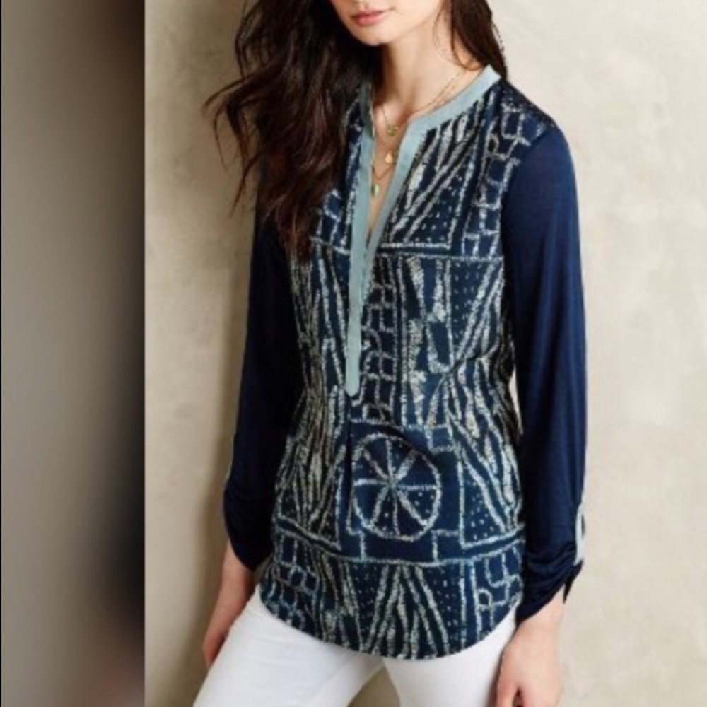 SALE Anthropologie TINY navy print top sz XS