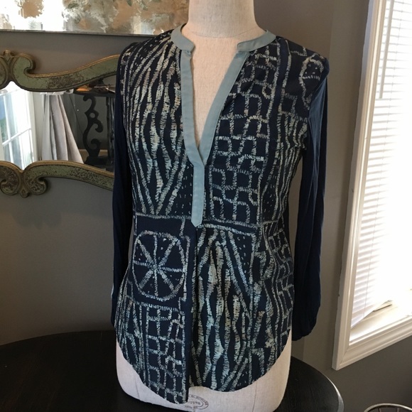 SALE Anthropologie TINY navy print top sz XS - Picture 3 of 6