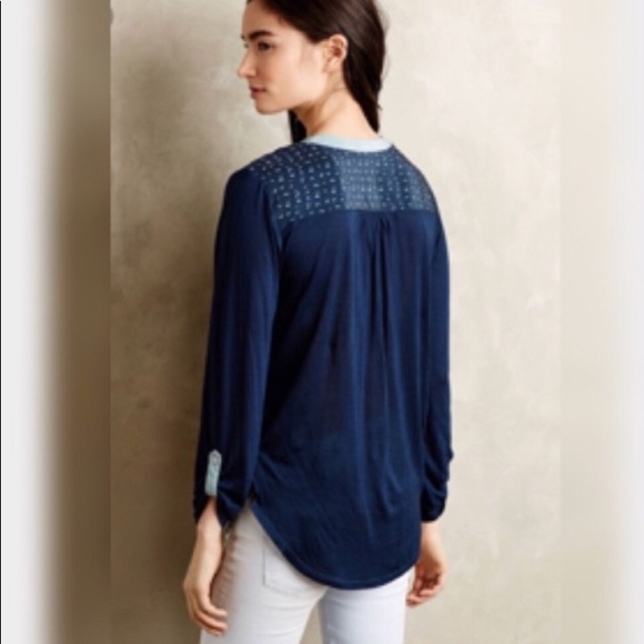 SALE Anthropologie TINY navy print top sz XS - Picture 2 of 6