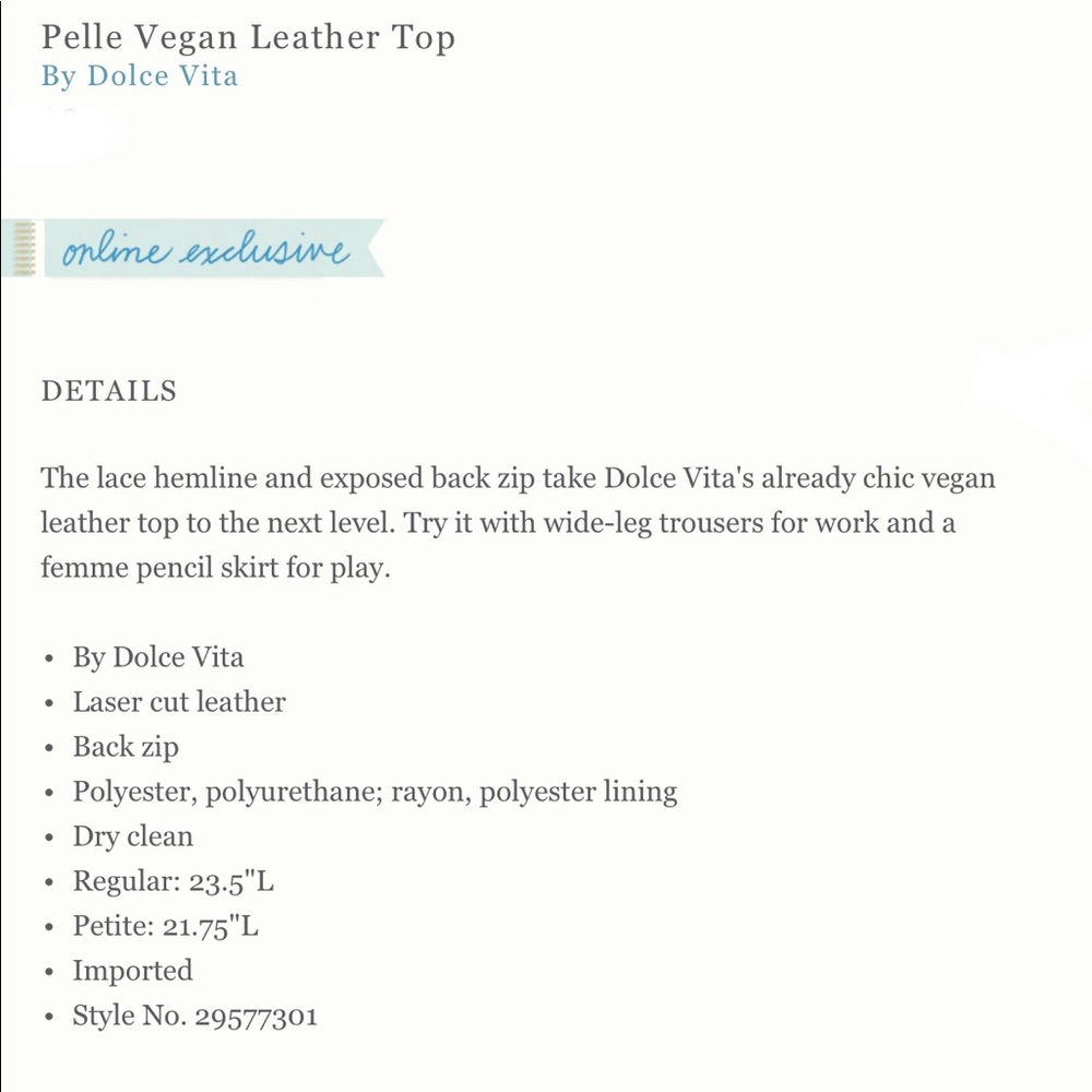 ❤️Anthropologie Pelle Vegan Leather Top❤️ - Picture 3 of 6