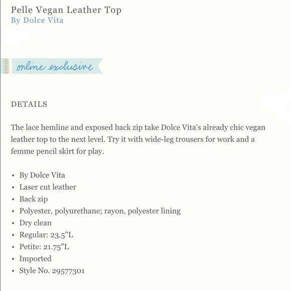 ❤️Anthropologie Pelle Vegan Leather Top❤️ - Picture 3 of 6