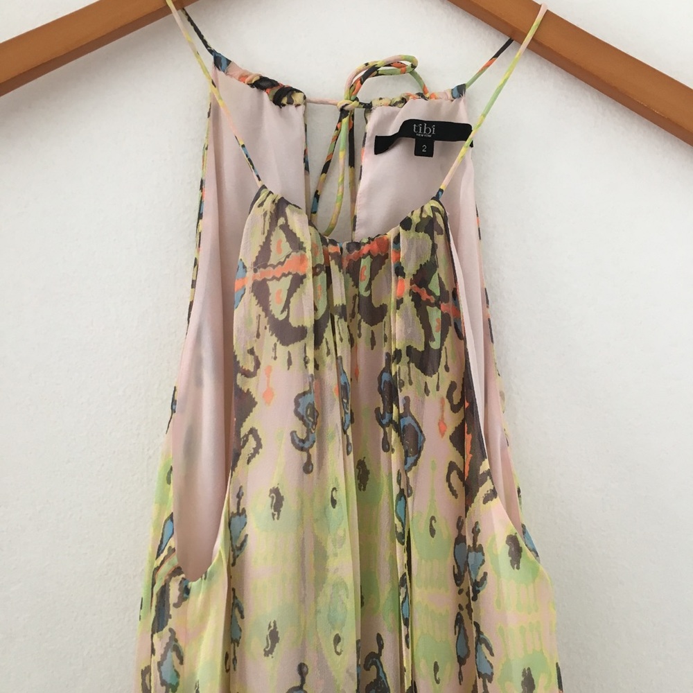 Tibi Layla Ikat Printed Halter Dress