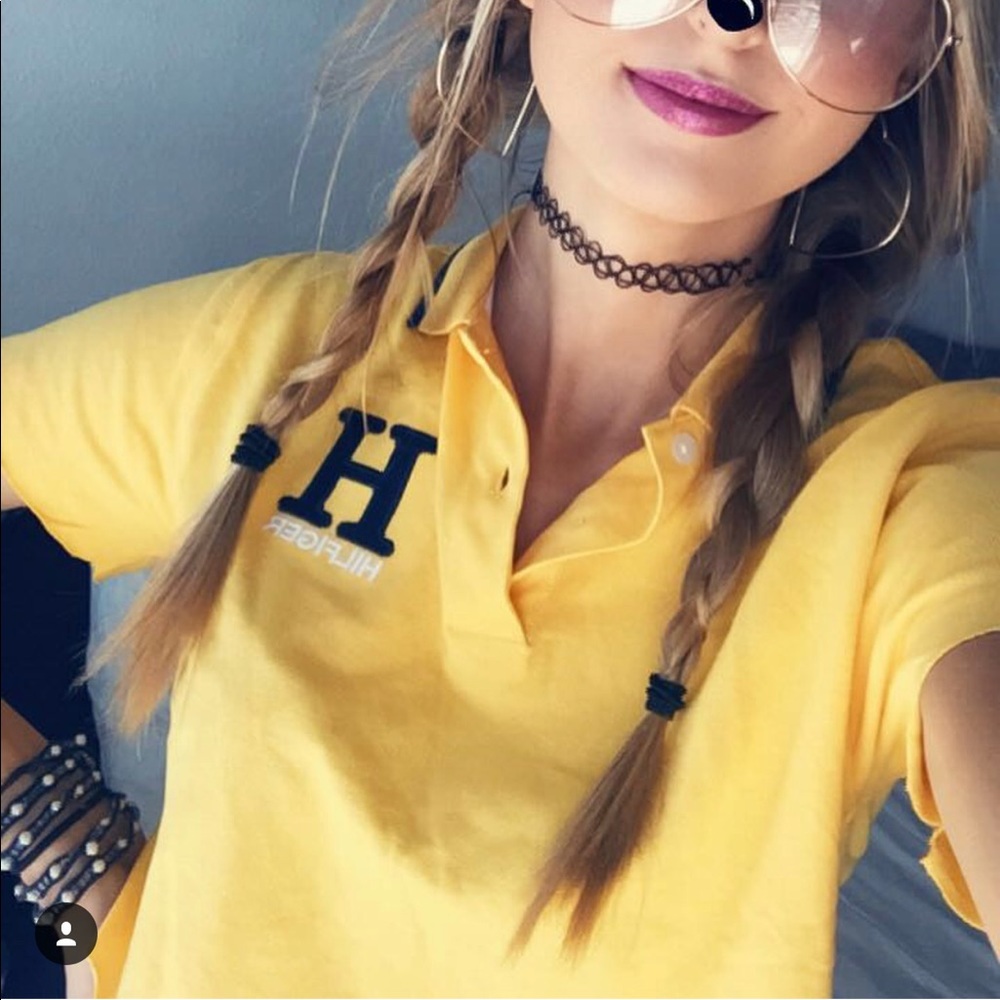 Tommy Hilfiger Yellow Cropped Polo Top