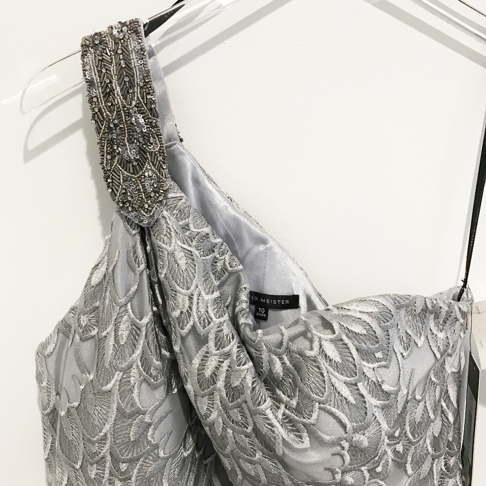 ✨sold✨ david meister • embroidered 1-shoulder gown - Picture 8 of 8