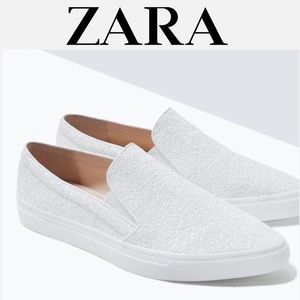 ❗️SALE❗️ ZARA White Glitter Matte Pointed Sneakers ❗️SALE❗️ ZARA White Glitter Matte Pointed Sneakers