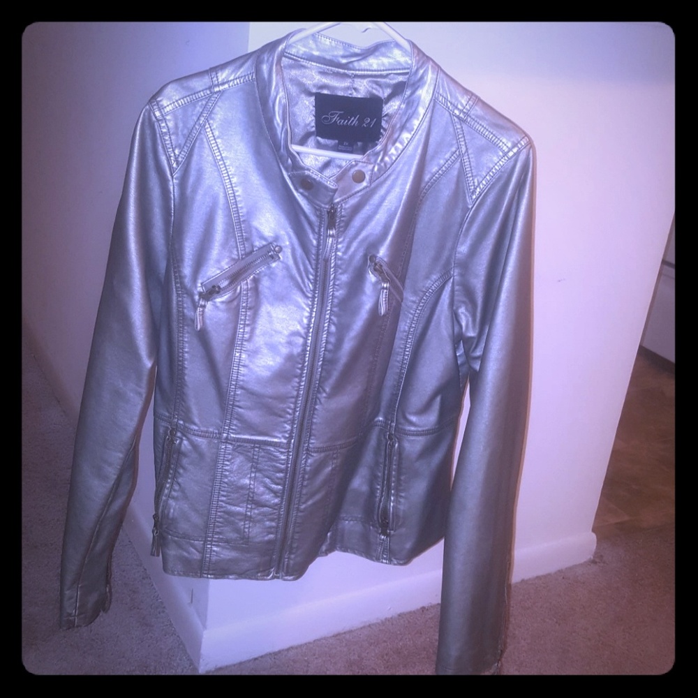 Silver moto jacket