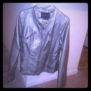 Silver moto jacket