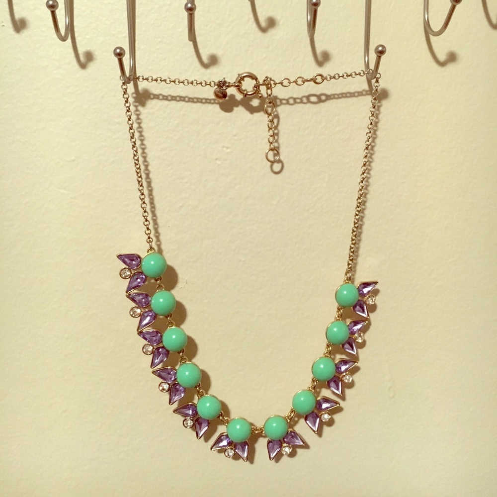 Mint and lavender teardrop statement necklace
