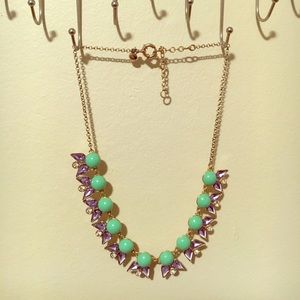 Mint and lavender teardrop statement necklace