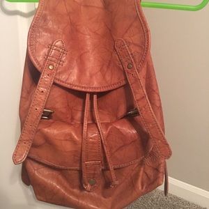 Frye Campus Leather Backpack- saddle