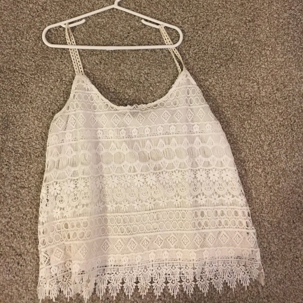 White Lace Crop Top