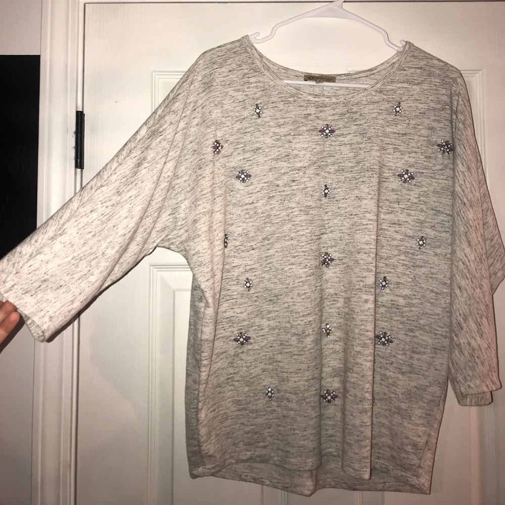 Jewelled super cute-super comfortable grey top
