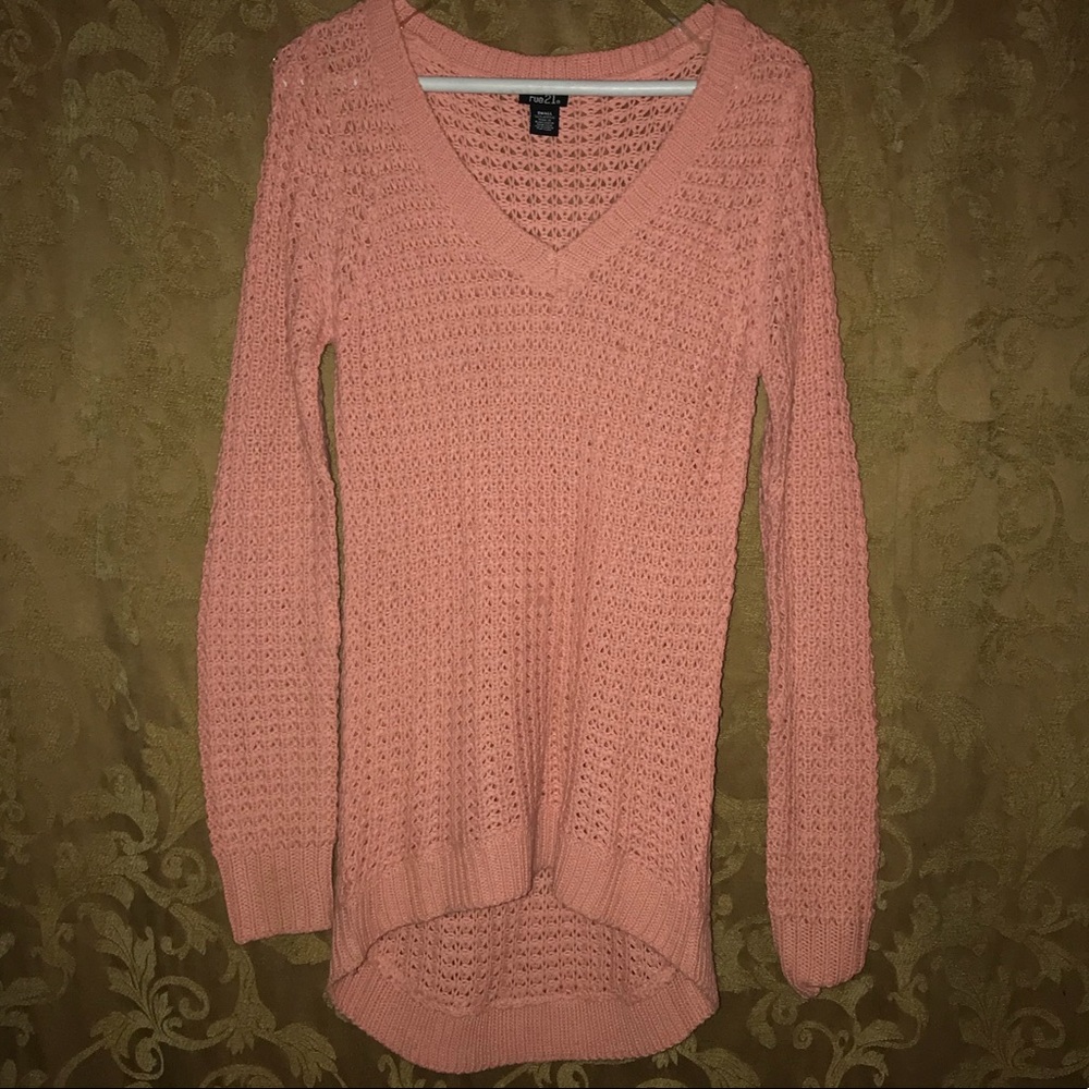 Pink waffle sweater