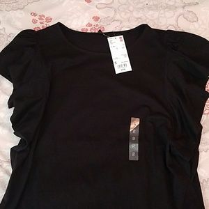 NWT Black flutter sleeve T