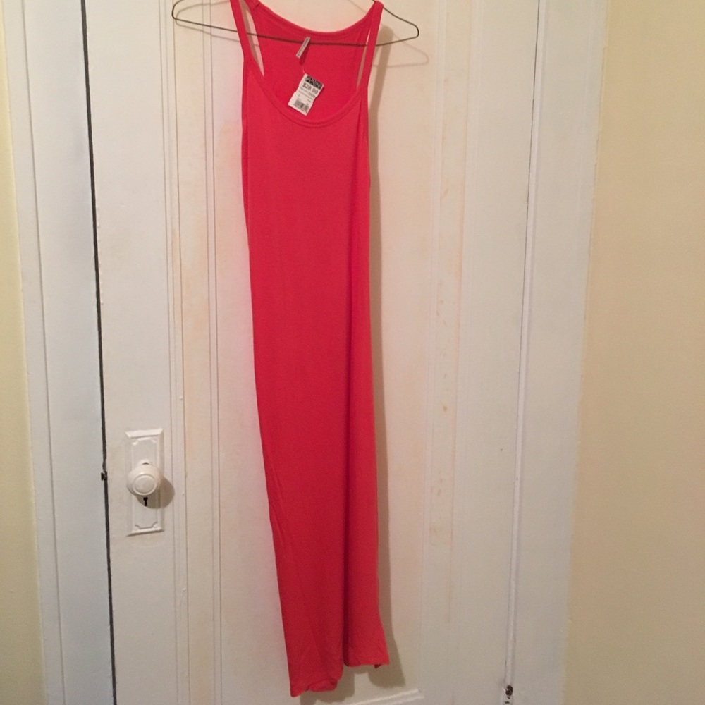 Coral/orange midi dress