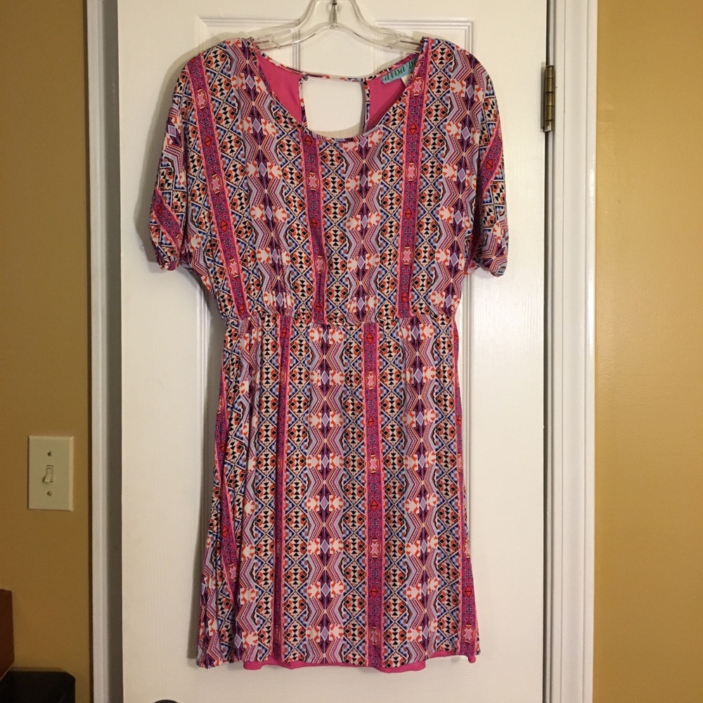 Dina Be pink/multicolor tribal dress