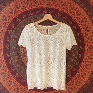 White lace boho T-shirt